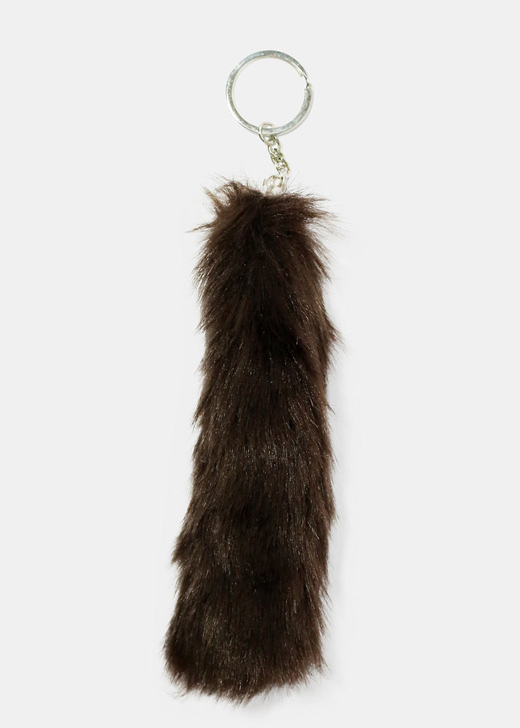 Long Fuzzy Keychain Brown ACCESSORIES - Shop Miss A