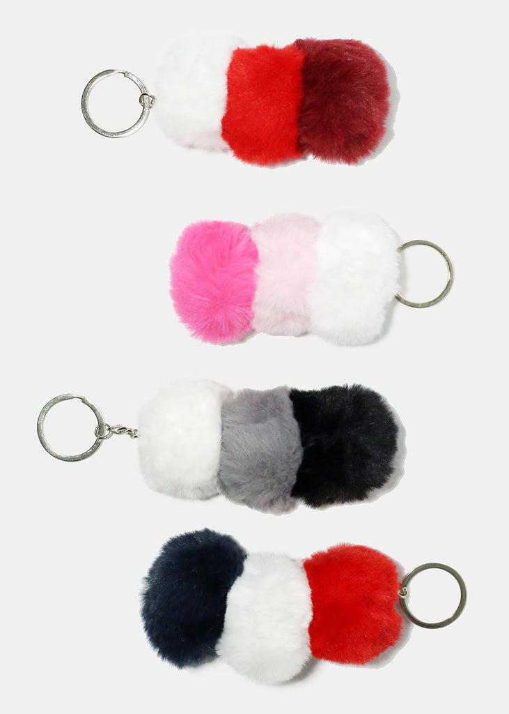 3 Color Fuzzy Pom Pom Keychain  ACCESSORIES - Shop Miss A