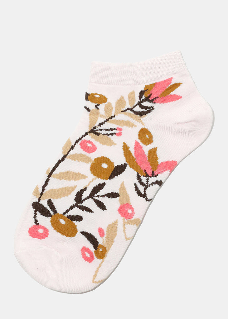 Flower Design Ankle Socks White ACCESSORIES - Shop Miss A