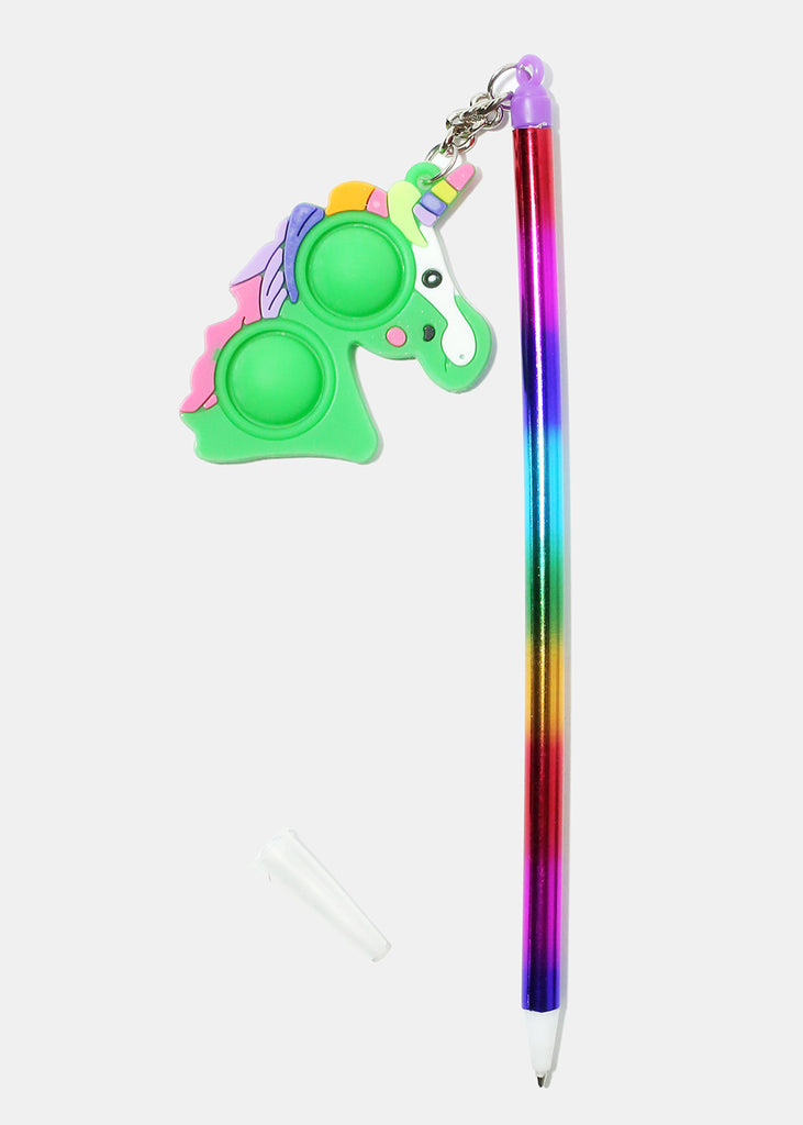Rainbow Unicorn Push Pop Pen Green ACCESSORIES - Shop Miss A