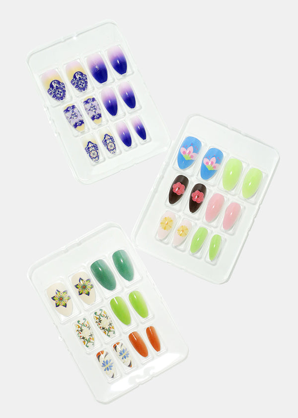 Colorful Flower Press On Nails  NAILS - Shop Miss A