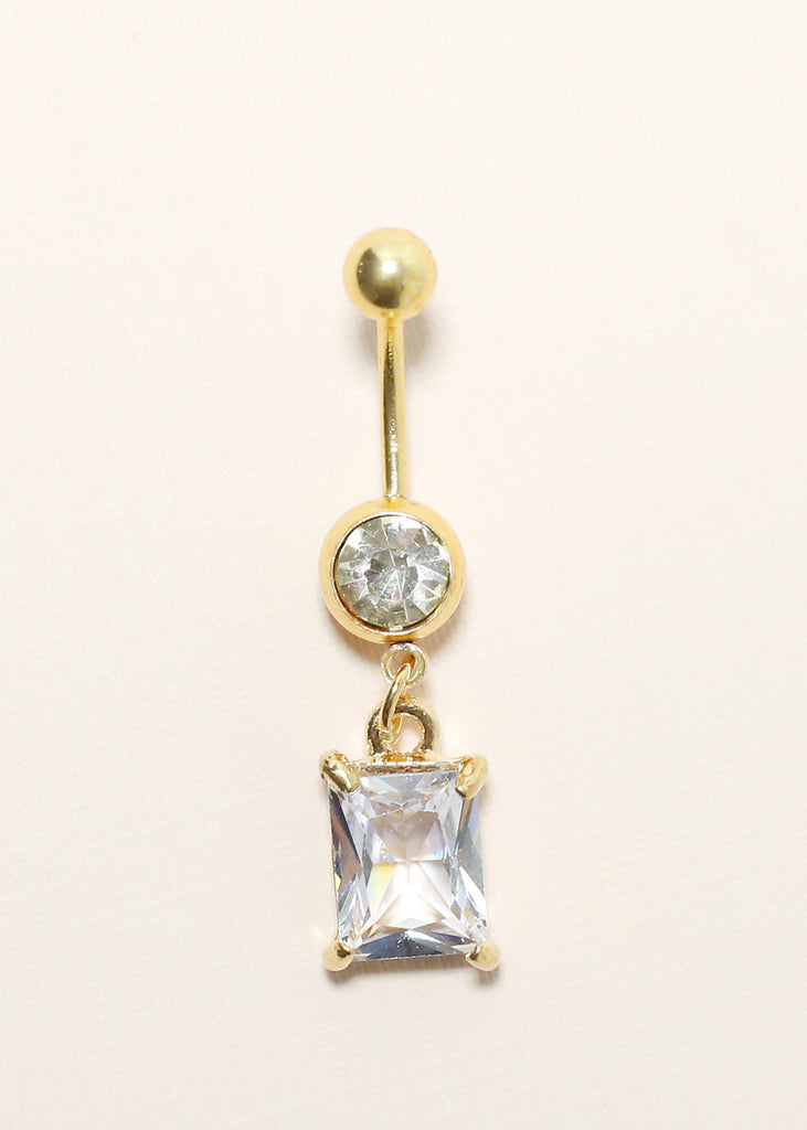Cubic Stone Belly Ring Gold JEWELRY - Shop Miss A