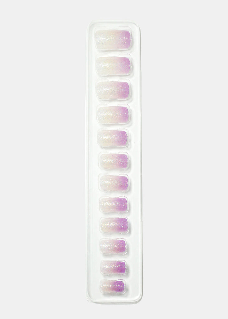 Ombre Glitter Square Tip Press On Nails Purple NAILS - Shop Miss A