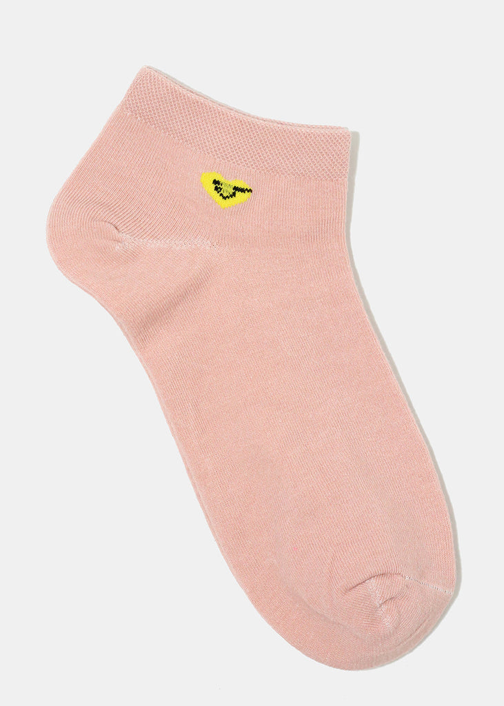 Smile Heart Print Low Cut Socks Pink ACCESSORIES - Shop Miss A