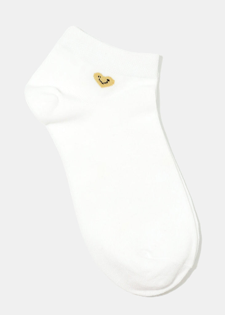Smile Heart Print Low Cut Socks White ACCESSORIES - Shop Miss A