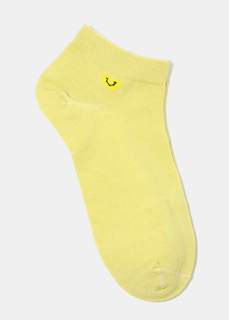 Smile Heart Print Low Cut Socks Yellow ACCESSORIES - Shop Miss A