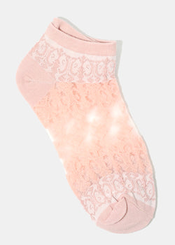 Knitted Mesh Ankle Socks Pink ACCESSORIES - Shop Miss A