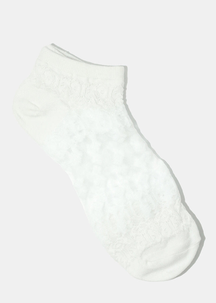 Knitted Mesh Ankle Socks White ACCESSORIES - Shop Miss A