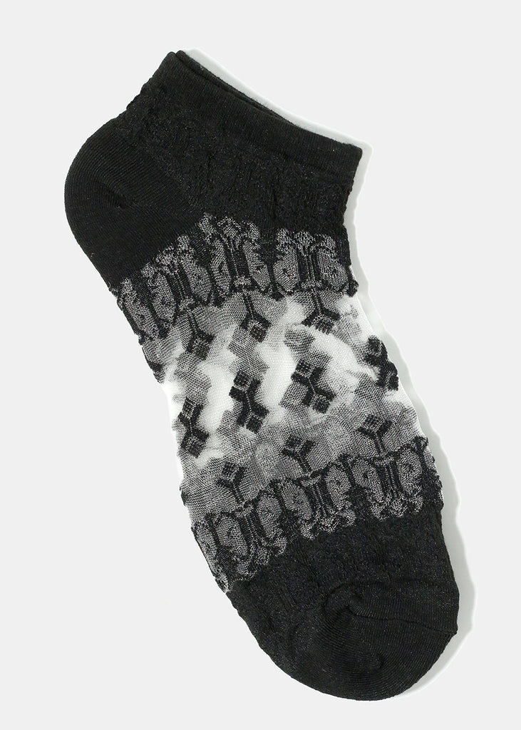 Knitted Mesh Ankle Socks Black ACCESSORIES - Shop Miss A