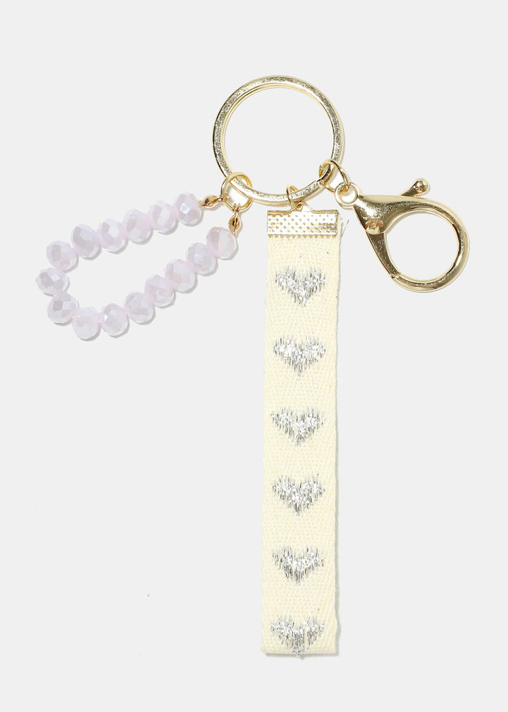 Glitter Heart Keychain Silver ACCESSORIES - Shop Miss A