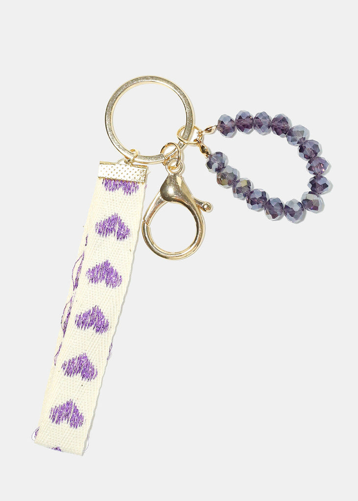 Glitter Heart Keychain Purple ACCESSORIES - Shop Miss A