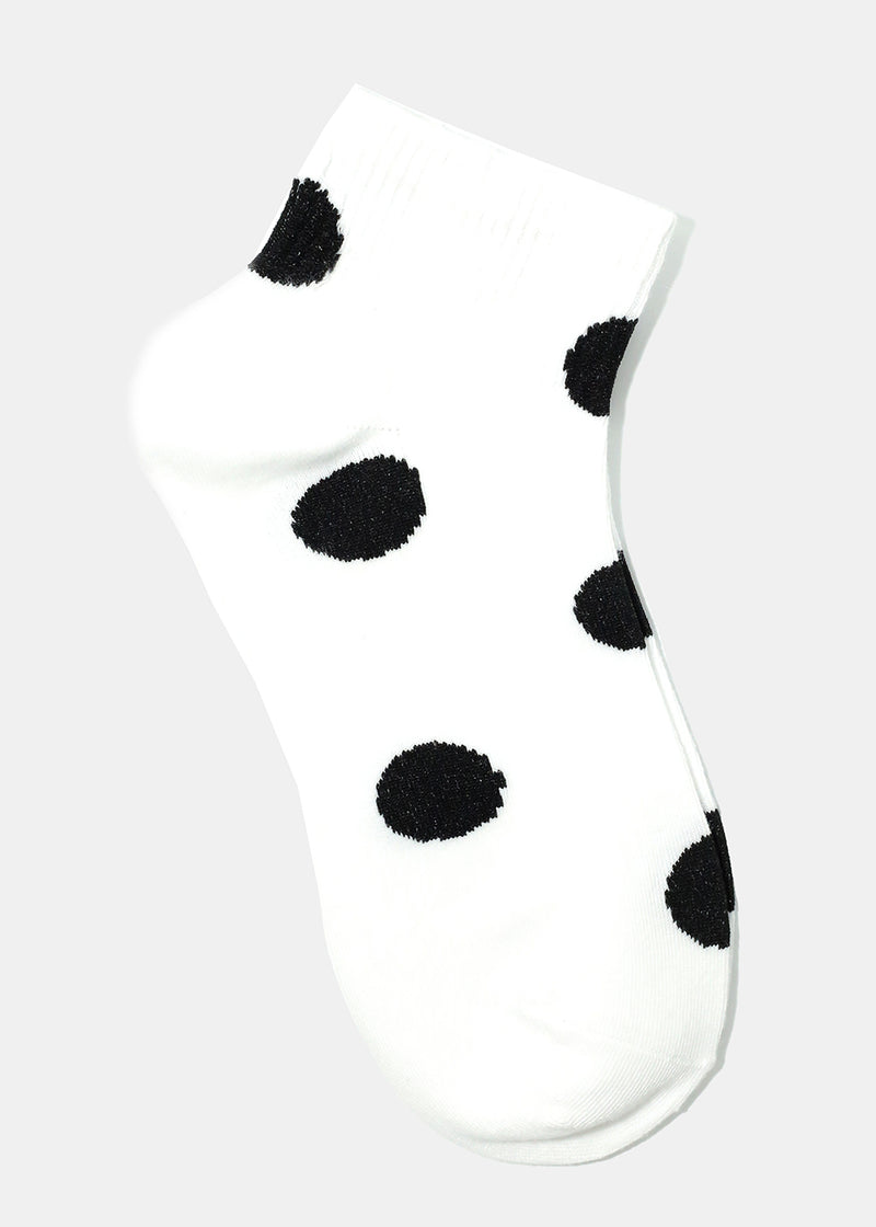 Polka Dot Print Ankle Socks White ACCESSORIES - Shop Miss A
