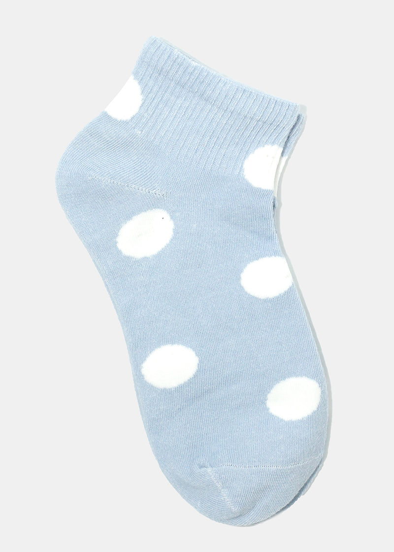 Polka Dot Print Ankle Socks Blue ACCESSORIES - Shop Miss A