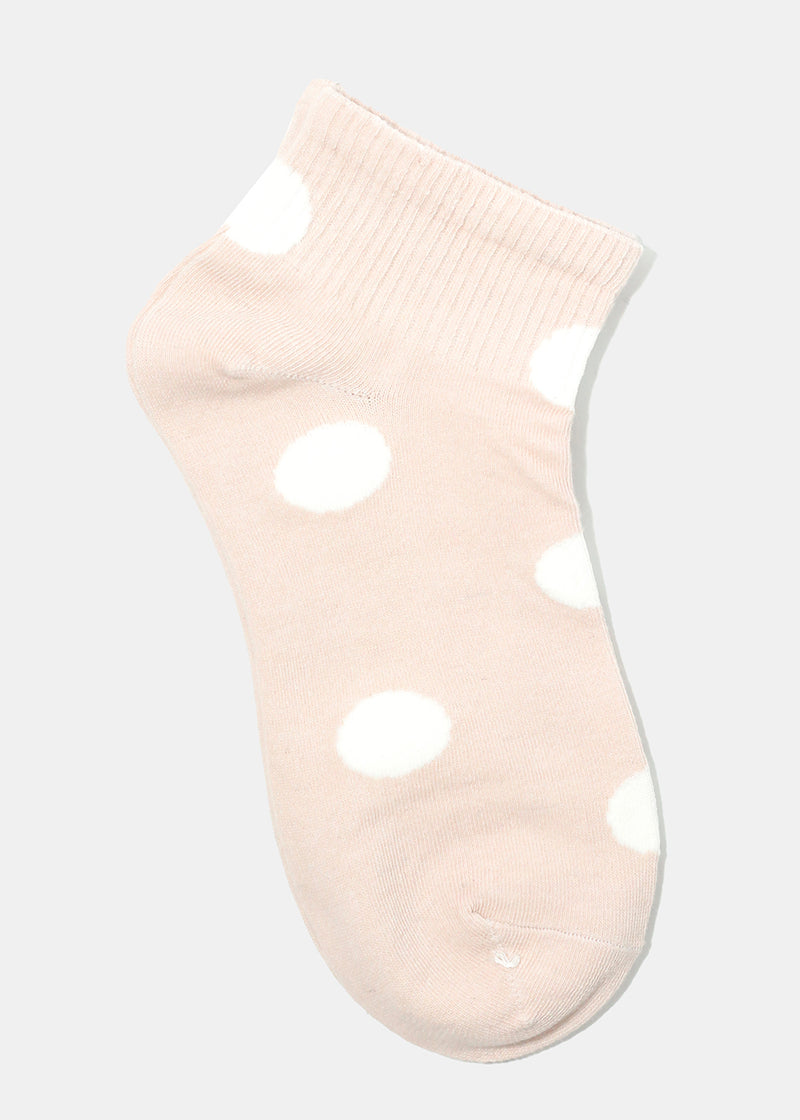 Polka Dot Print Ankle Socks Pink ACCESSORIES - Shop Miss A