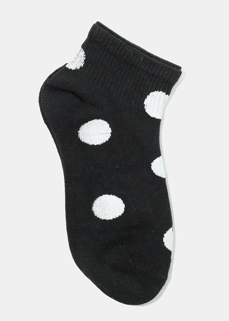 Polka Dot Print Ankle Socks Black ACCESSORIES - Shop Miss A
