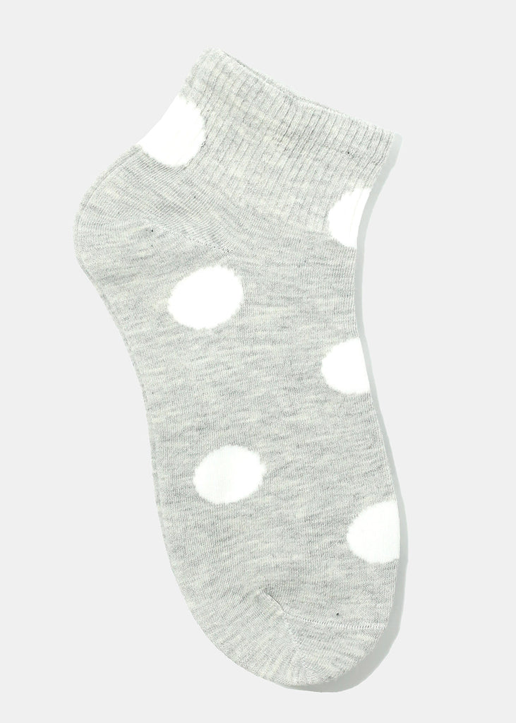 Polka Dot Print Ankle Socks Grey ACCESSORIES - Shop Miss A