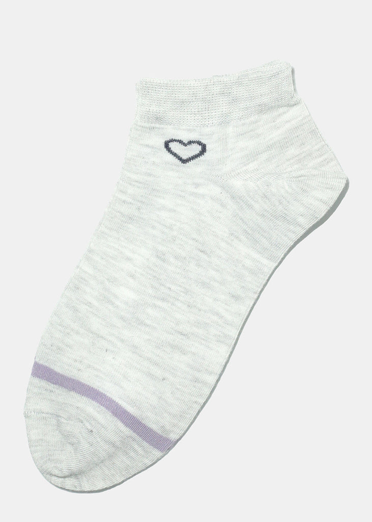 Open Heart Low Cut Socks Grey ACCESSORIES - Shop Miss A