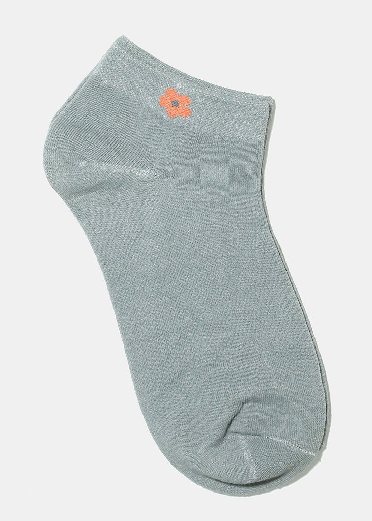 Flower Print Low Cut Socks Grey ACCESSORIES - Shop Miss A