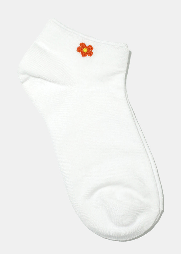 Flower Print Low Cut Socks White ACCESSORIES - Shop Miss A