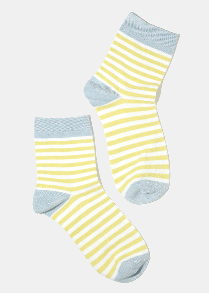 Stripped Crew Socks Yellow ACCESSORIES - Shop Miss A