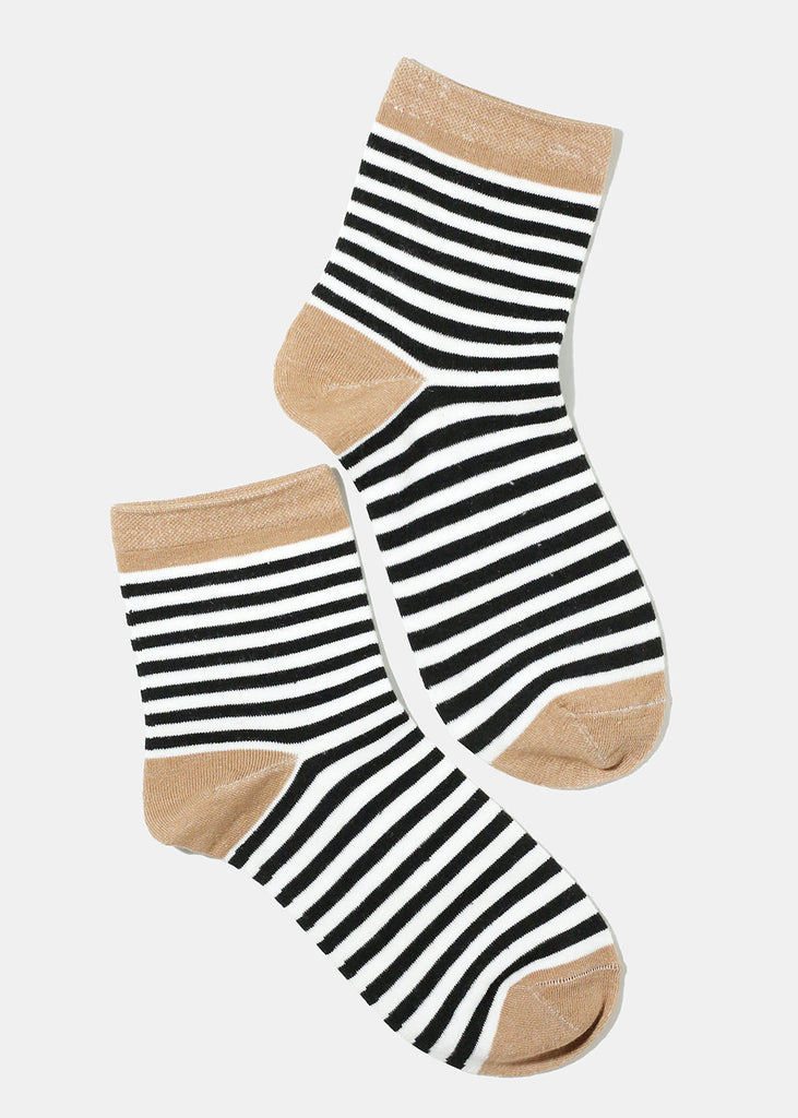 Stripped Crew Socks Black ACCESSORIES - Shop Miss A