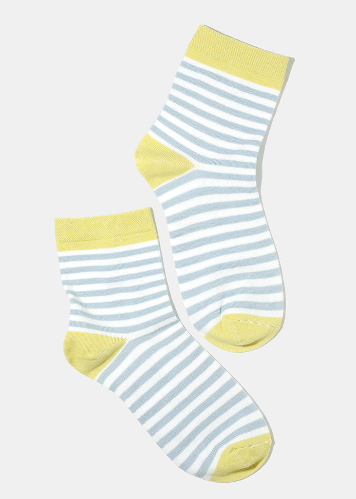Stripped Crew Socks Teal ACCESSORIES - Shop Miss A