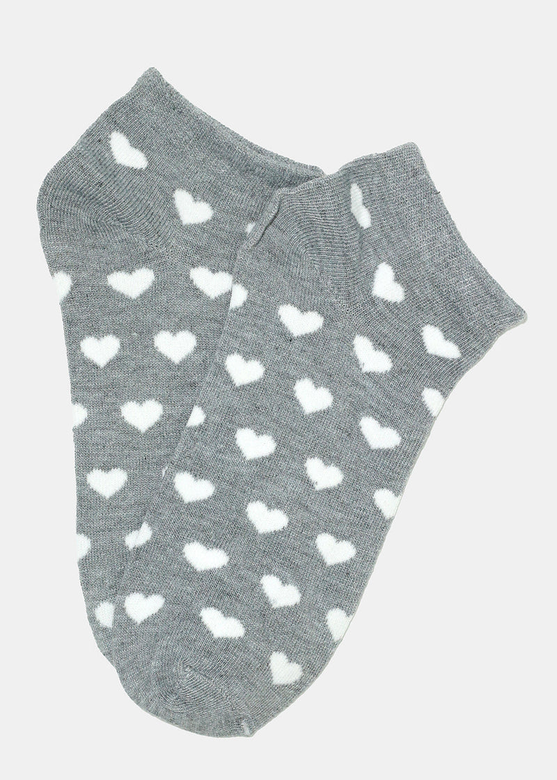Heart Print Ankle Socks Grey ACCESSORIES - Shop Miss A