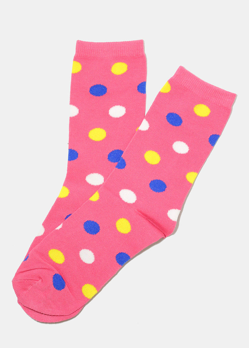 Polka Dot Print Long Socks Pink ACCESSORIES - Shop Miss A