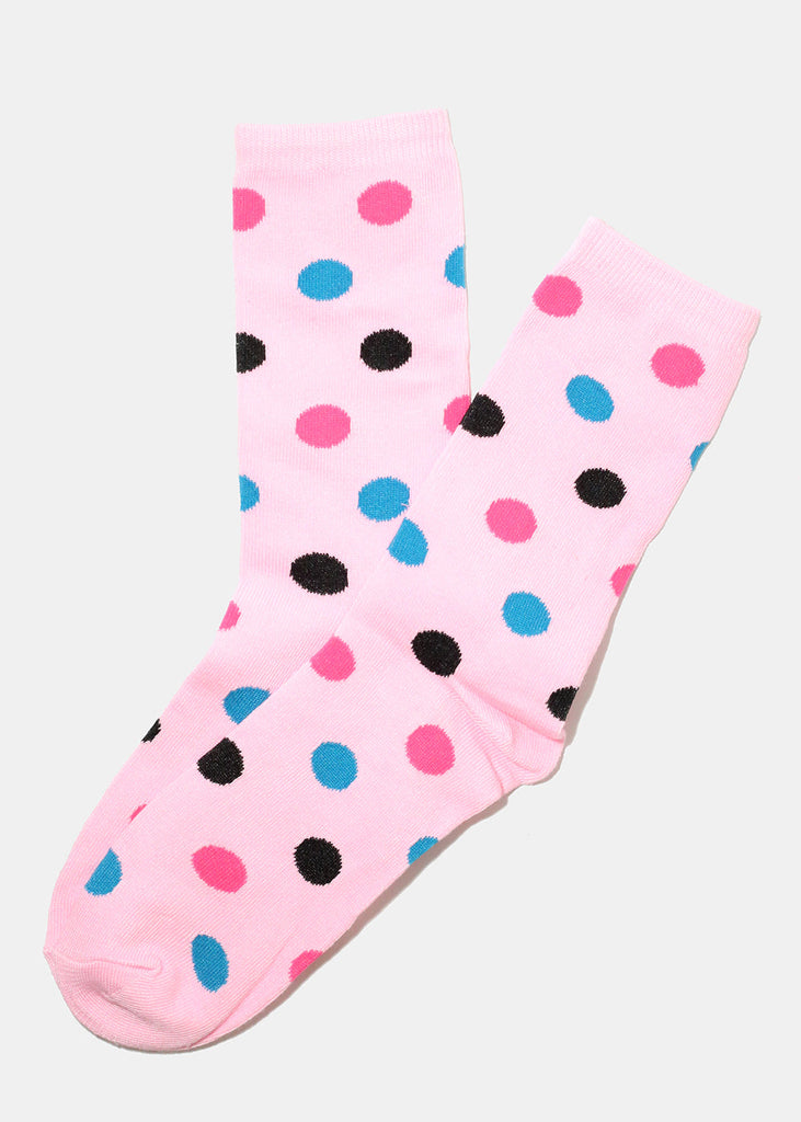 Polka Dot Print Long Socks Light pink ACCESSORIES - Shop Miss A