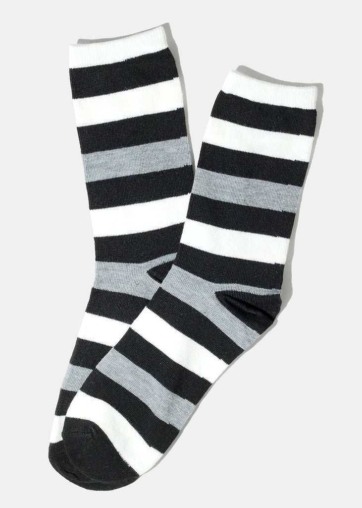 Striped Long Socks Black/white ACCESSORIES - Shop Miss A