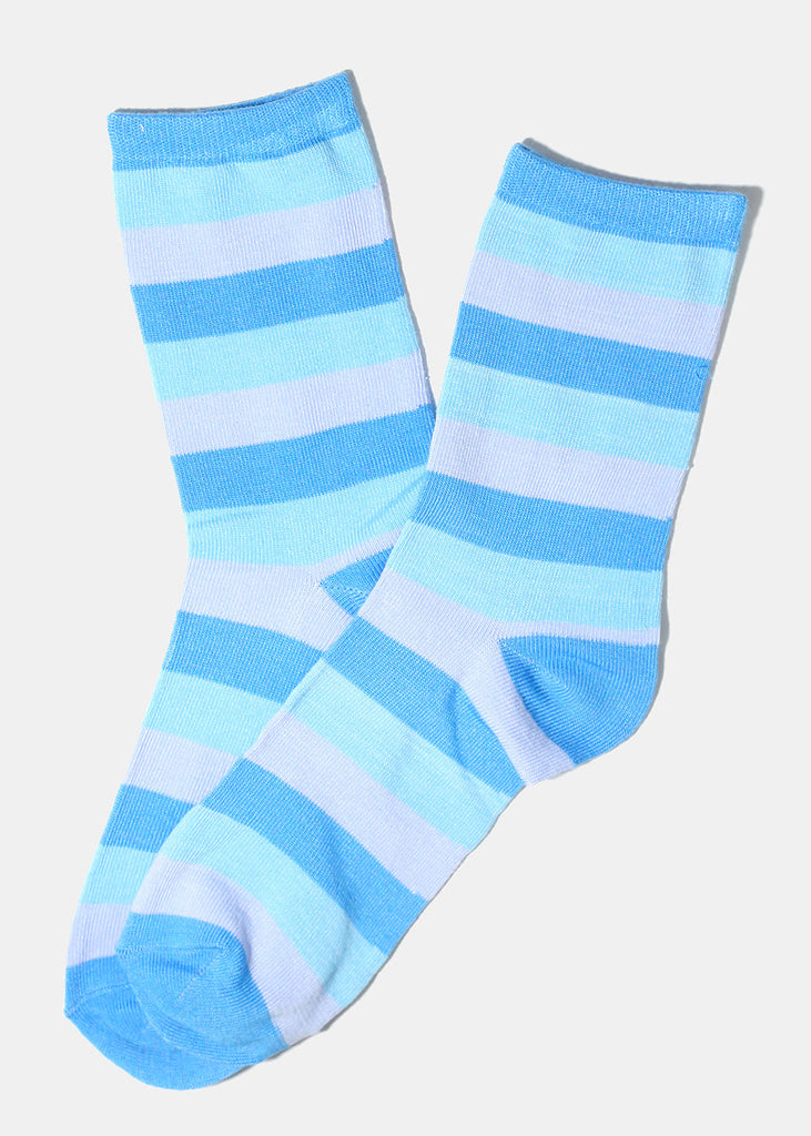 Striped Long Socks Blue ACCESSORIES - Shop Miss A