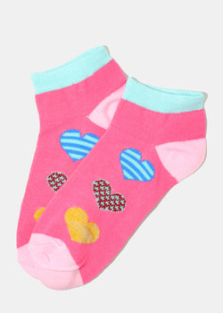 Heart Print Low Cut Socks Pink ACCESSORIES - Shop Miss A