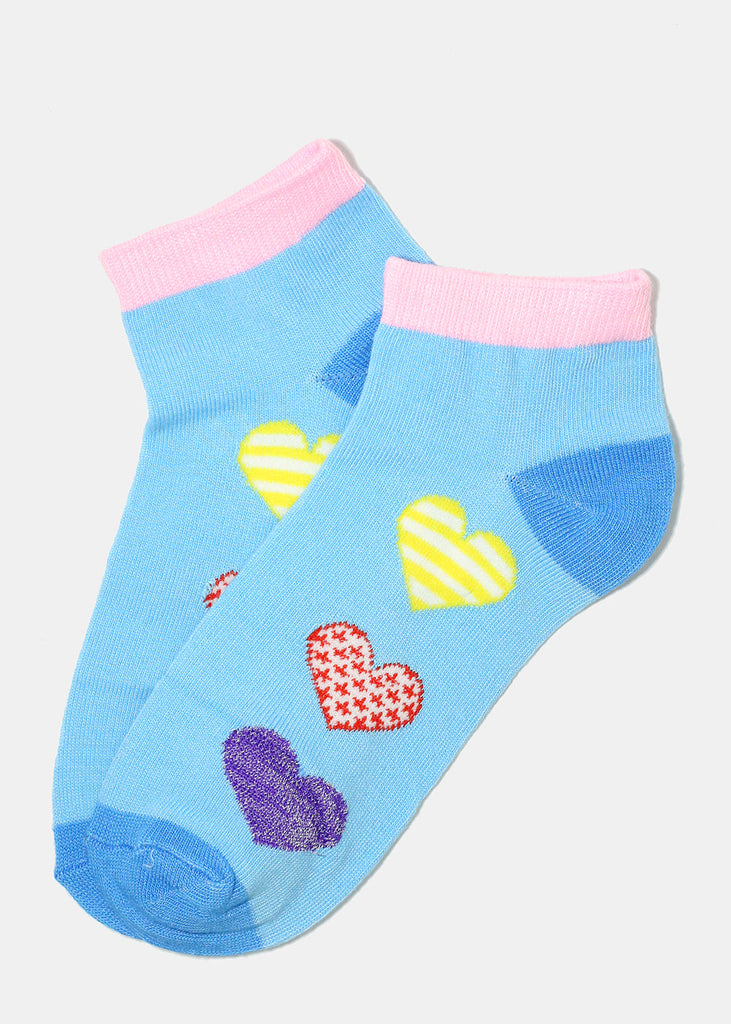 Heart Print Low Cut Socks Blue ACCESSORIES - Shop Miss A