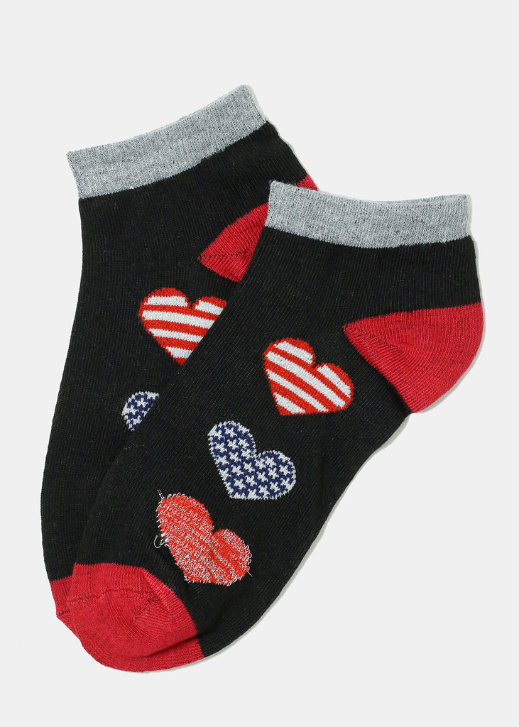 Heart Print Low Cut Socks Black ACCESSORIES - Shop Miss A