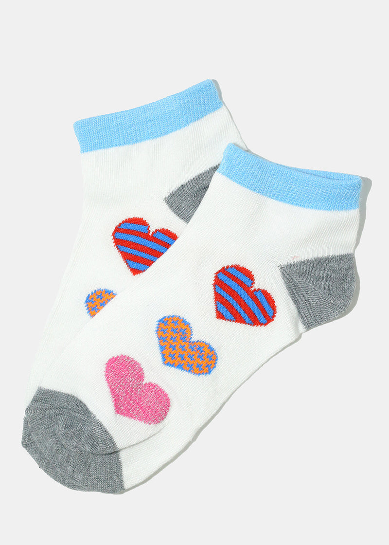 Heart Print Low Cut Socks White ACCESSORIES - Shop Miss A