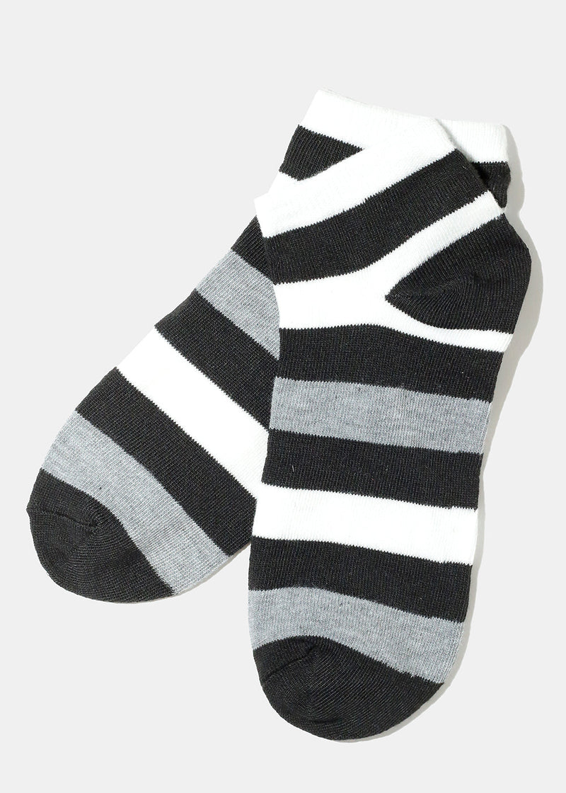 Striped Low Cut Ankle  Socks Black/white ACCESSORIES - Shop Miss A
