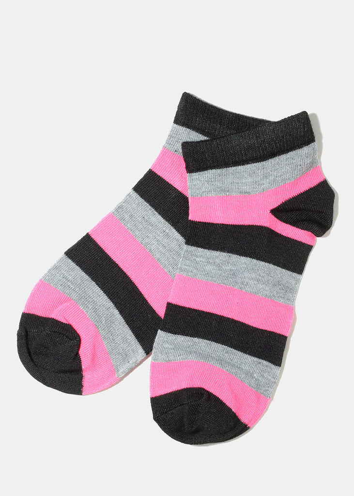 Striped Low Cut Ankle  Socks Black/pink ACCESSORIES - Shop Miss A