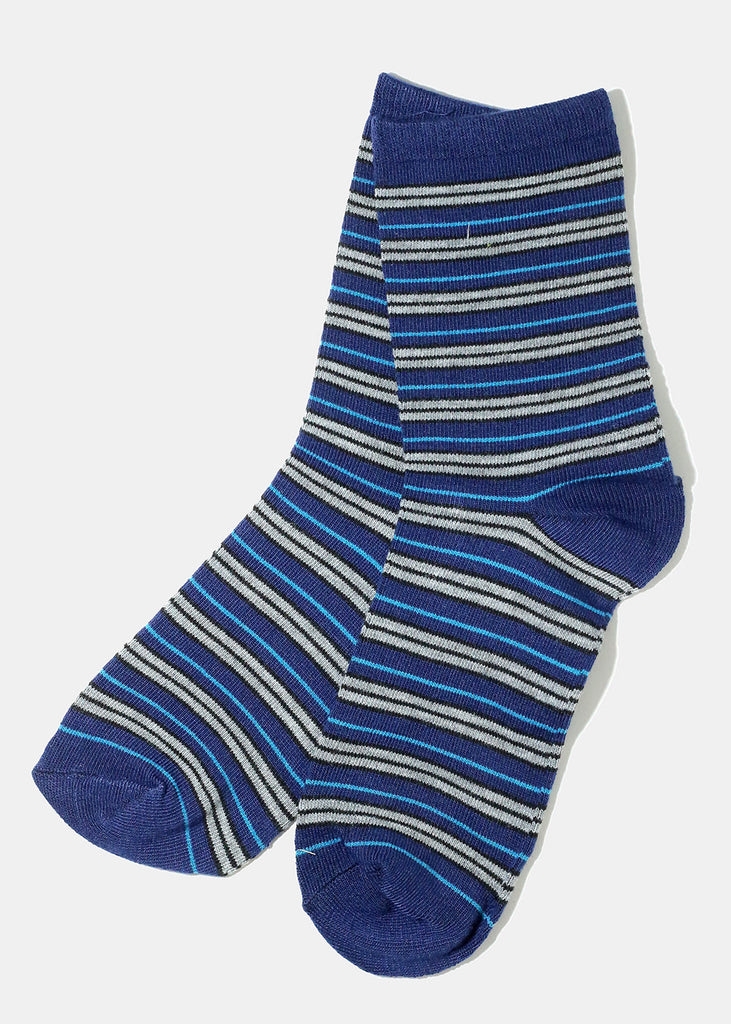 Striped Long Socks Navy ACCESSORIES - Shop Miss A