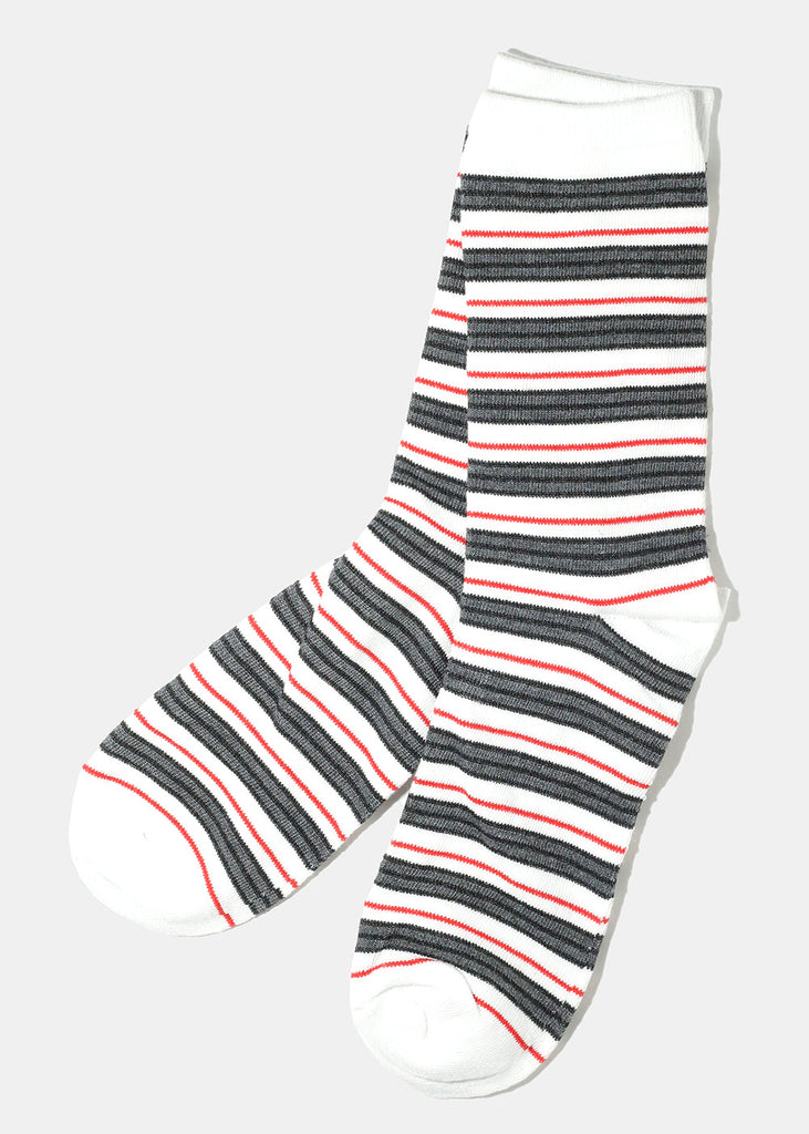 Striped Long Socks White ACCESSORIES - Shop Miss A