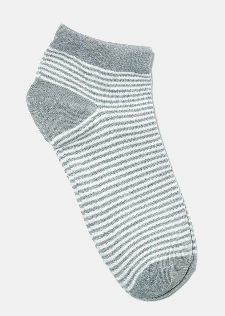 Striped Low Cut Socks Grey ACCESSORIES - Shop Miss A