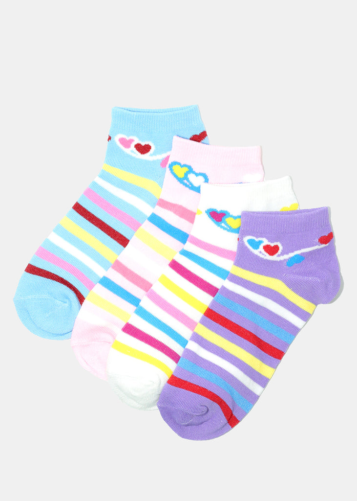 Multi Color Stripe & Heart Print Low Cut Socks  ACCESSORIES - Shop Miss A