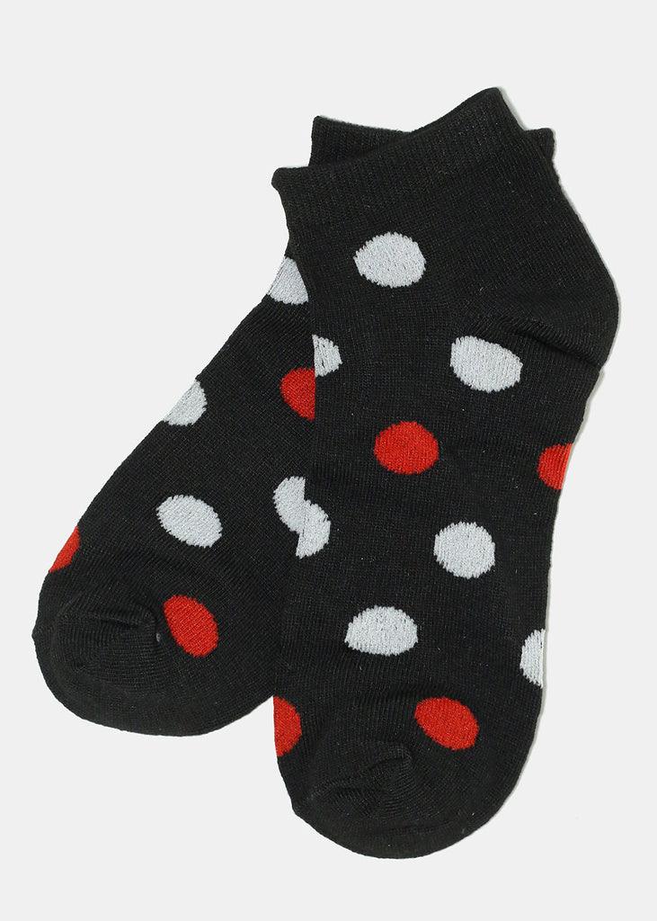 Polka Dot Print Low Cut Socks Black ACCESSORIES - Shop Miss A