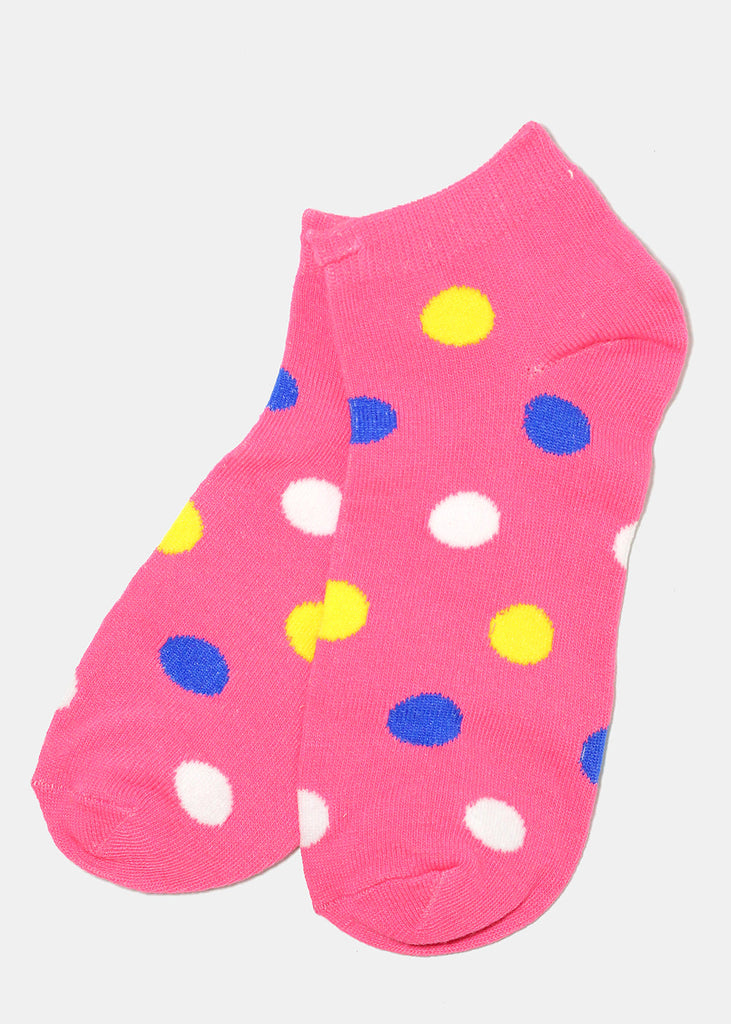 Polka Dot Print Low Cut Socks Pink ACCESSORIES - Shop Miss A