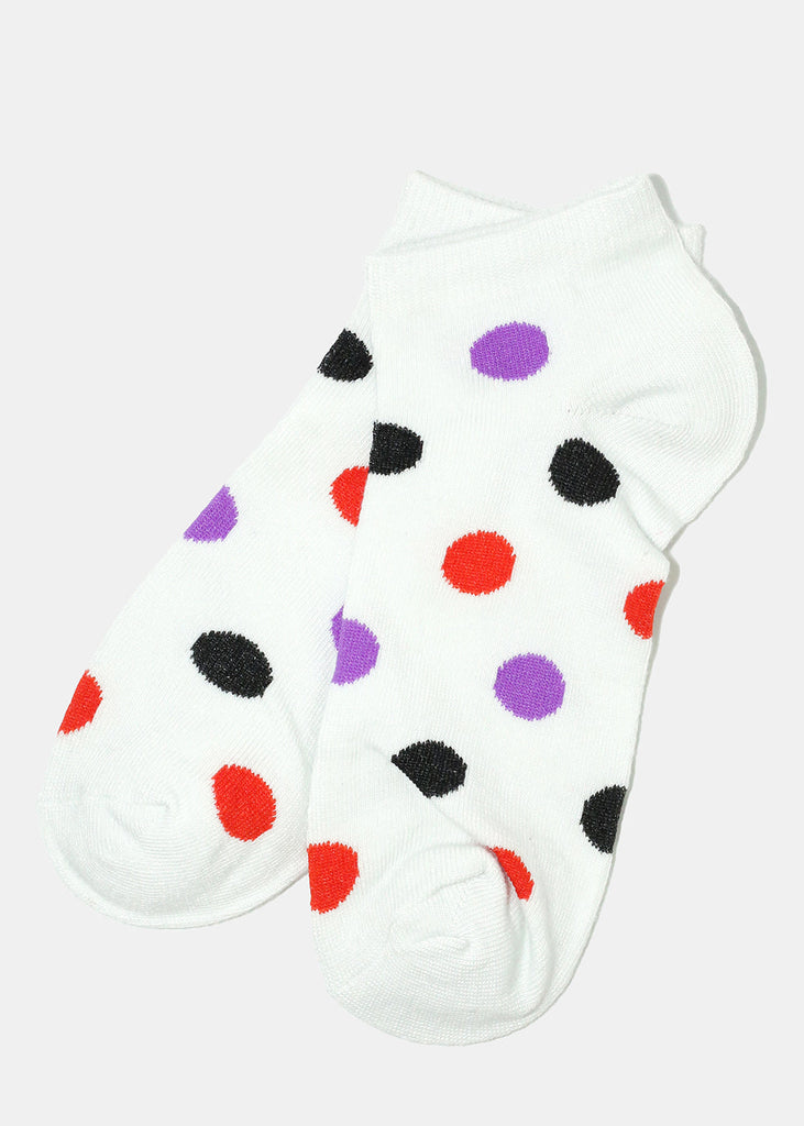 Polka Dot Print Low Cut Socks White ACCESSORIES - Shop Miss A
