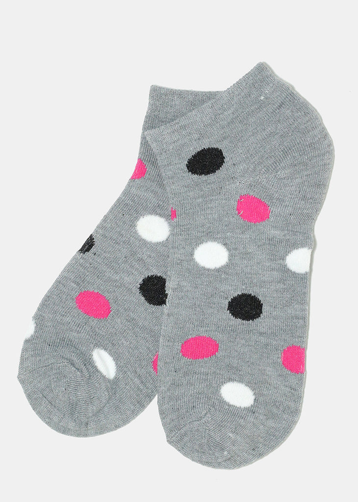Polka Dot Print Low Cut Socks Grey ACCESSORIES - Shop Miss A
