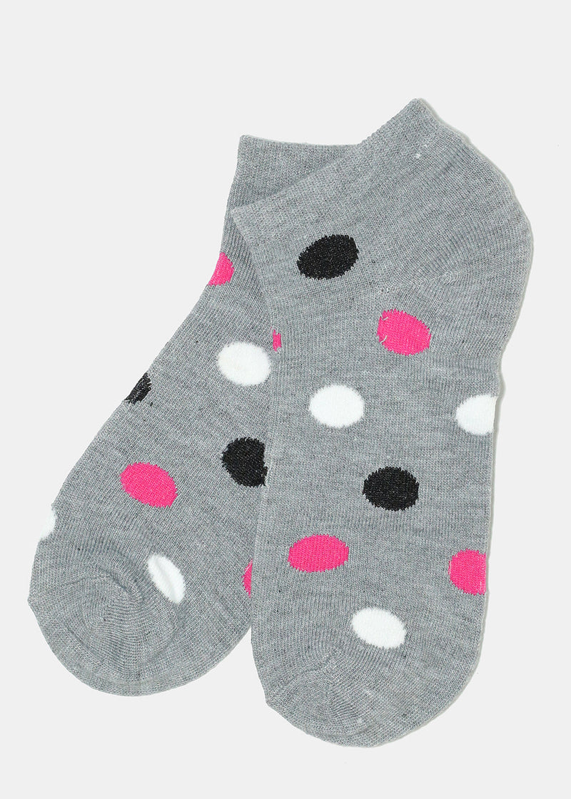 Polka Dot Print Low Cut Socks Grey ACCESSORIES - Shop Miss A