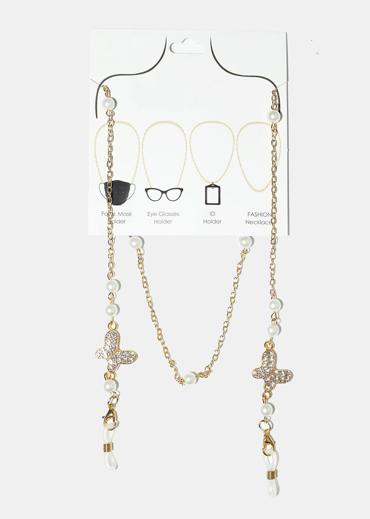 Butterfly Glasses Chain Gold ACCESSORIES - Shop Miss A