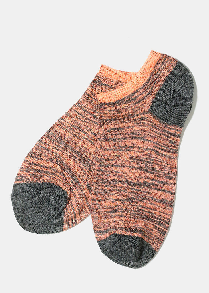 Heather Striped Low Cut Socks Coral ACCESSORIES - Shop Miss A