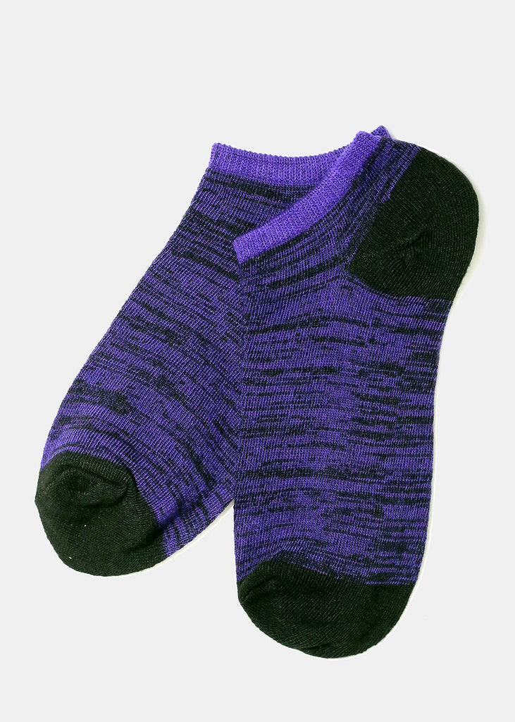 Heather Striped Low Cut Socks Purple ACCESSORIES - Shop Miss A