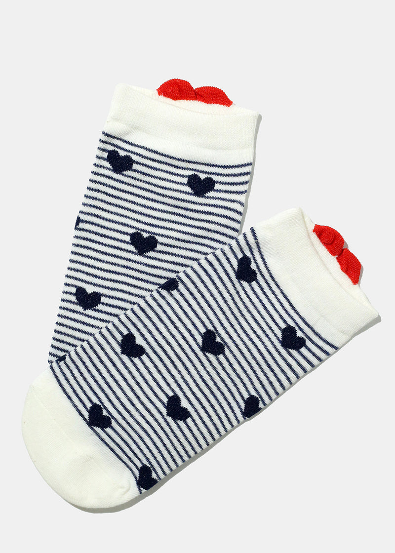 Multi Design Low Cut Socks Hearts/stripes ACCESSORIES - Shop Miss A